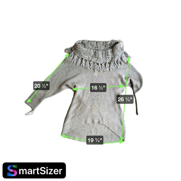 Cache Sweater Womens S Fringe Tassel Cowl Neck Hi Low Batwing Boho Hippie Sequin - Picture 2 of 7